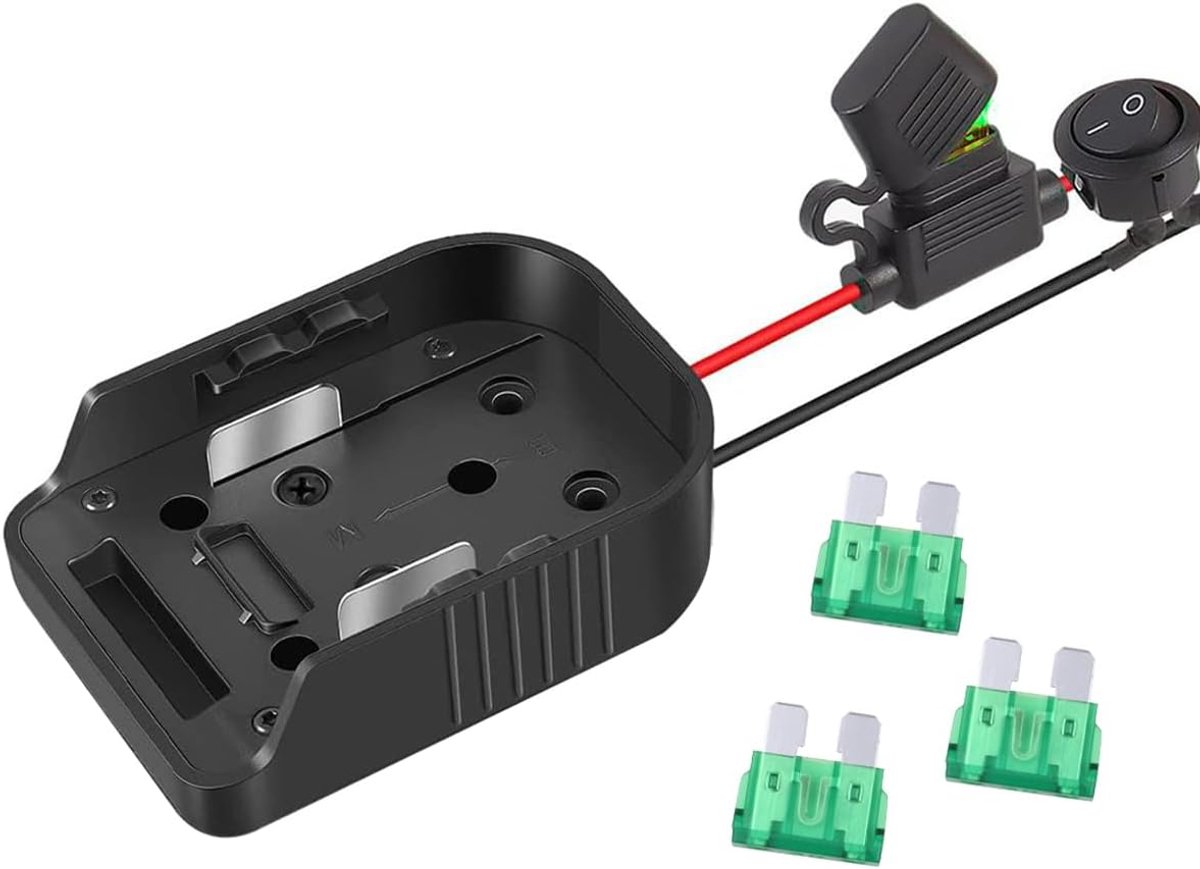 SnelShoppen - Power Wheel Adapter met Veilige Fuse en Schakelaar voor 18V Lithium Batterij - Duurzaam ABS Materiaal voor RC Auto, DIY en Robotica