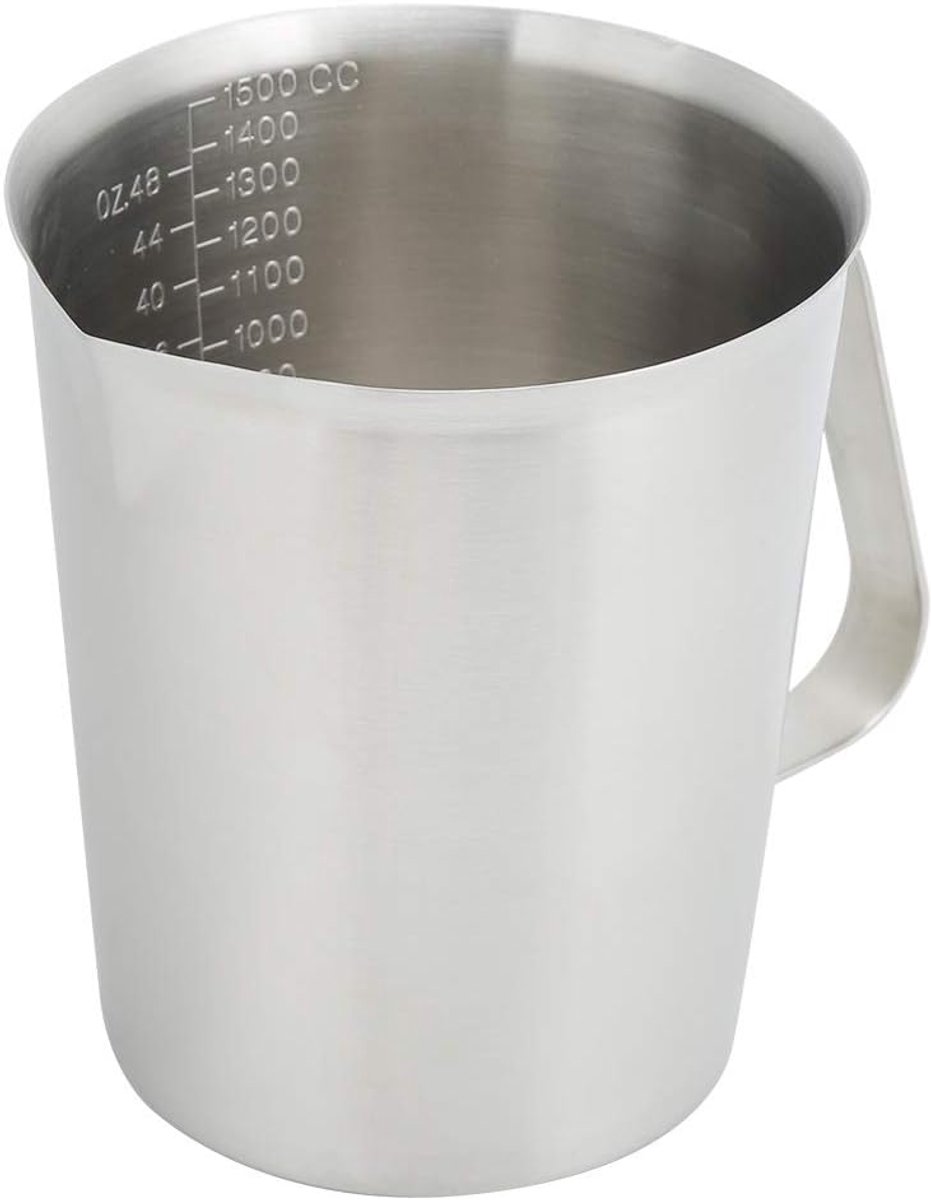SnelShoppen - RVS Maatbeker 1500ml - Stijlvolle Roestvrijstalen Schaal voor Koken en Bakken - Heldere Maatverdeling voor Vloeistoffen en Droge Ingredi