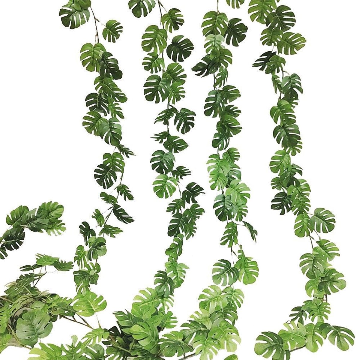 SnelShoppen - Kunstmatige Monstera Bladeren, Hangende Klim Vines Garland, Faux Palm Leaf voor Wanddecoratie, Bruiloft, Bruid, Kransen Ornaments (Mini