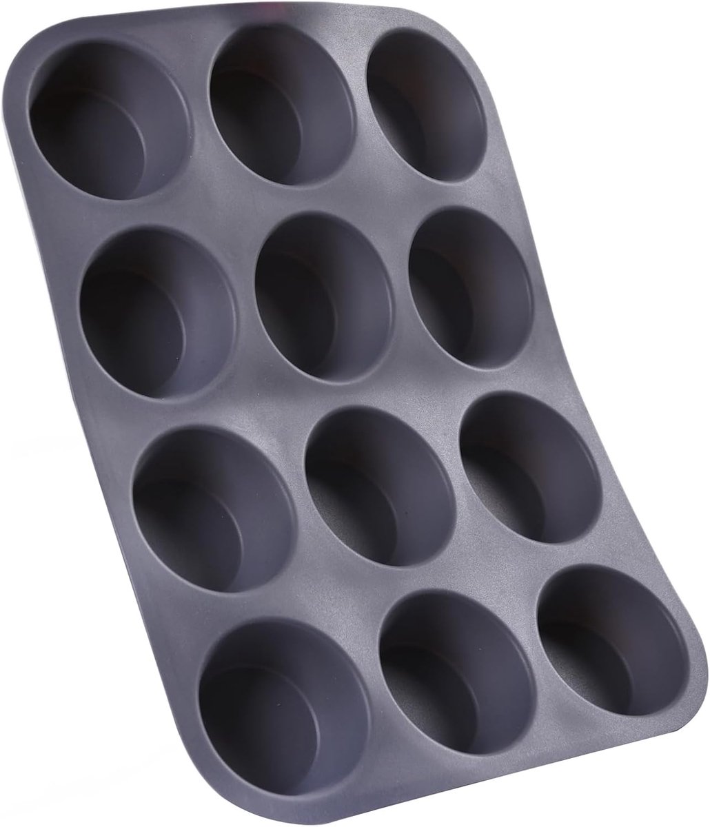 SnelShoppen - Muffinvorm 12 sleuven met antiaanbaklaag, 33x24,7 cm, grijs - Perfect voor muffins, cupcakes, gebak - Keuken benodigdheden