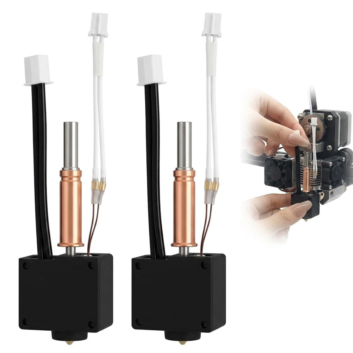 Hotend 2-Pack voor 3D-printers - Bi-Metaal Heatbreak - 0.4mm Messing Düse - Voor nauwkeurig printen - ShopVlot