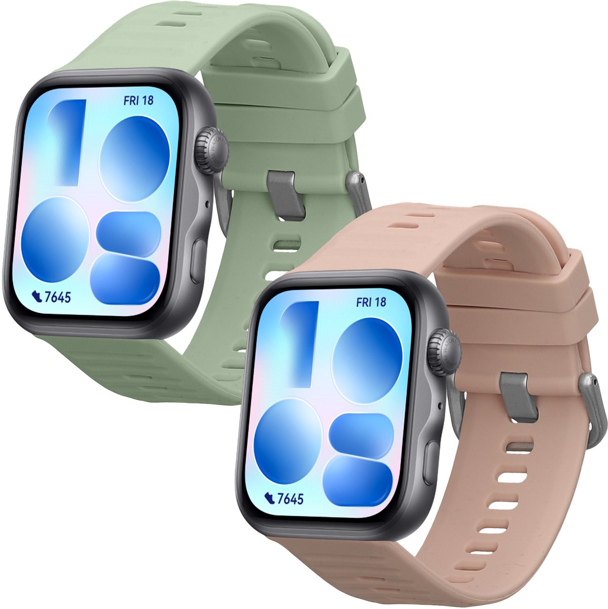 kwmobile horlogebandje geschikt voor Huawei Watch Fit 5 / Watch Fit 5 Pro polsband - Smartwatch bandje van TPU - Activity tracker horloge band in pastelgroen / oudroze