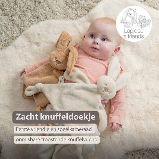 Nattou Lapidou Baby Knuffeldoekje - 37 x 35 cm - Doudou Konijn - Warm Beige van Nattou — afbeelding 3