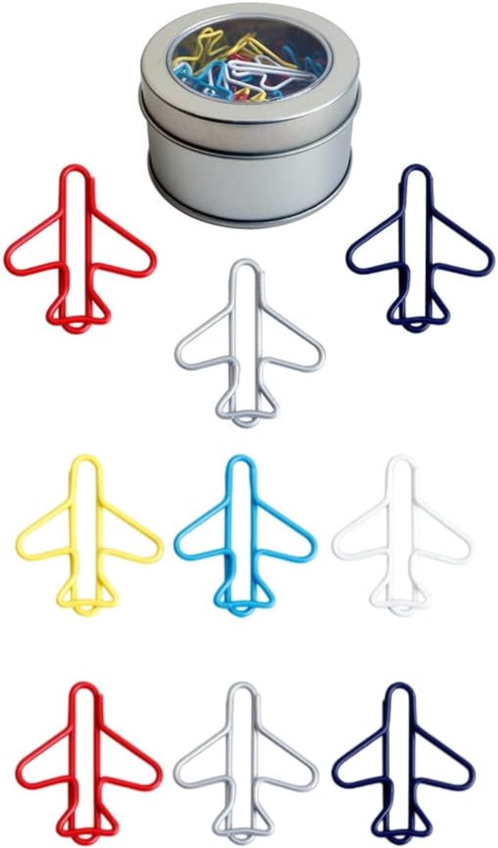 SnelShoppen - 50Pcs Vliegtuig Paperclips - Kleurige Metalen Paperclips - 6 Kleuren Airplane Bookmark - Muzieknoot Clips voor Kantoor en School - 30mm