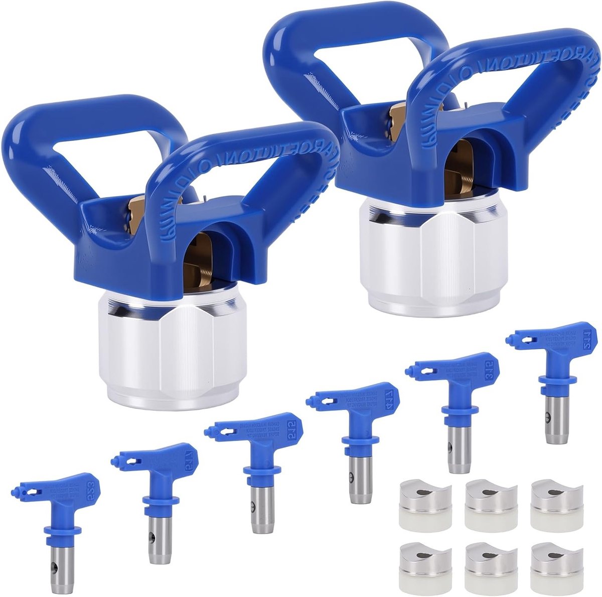 Set van 6 Airless Spray Nozzles, Omkeerbare Spuitmondstukken met 2 Houder, Voor Airless Verfspuitpistolen, Geschikt voor Diverse Verfsoorten en Toepassingen