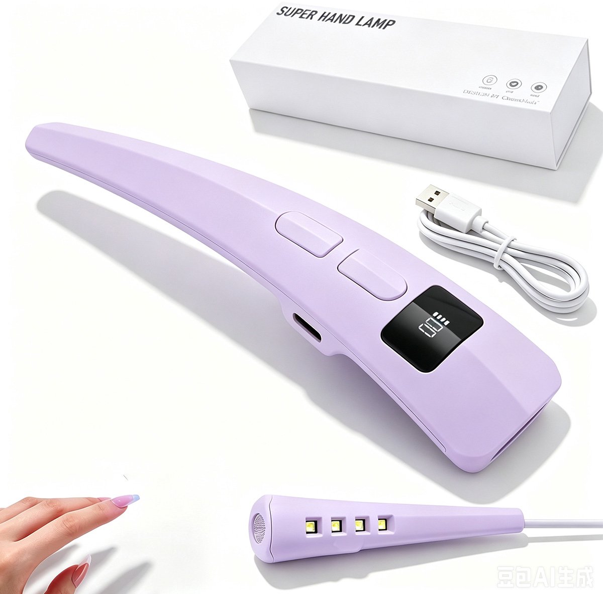 Oplaadbare draadloze nagellamp-Nagellamp met display scherm-UV/LED nageldroger voor gellak-Mini UV Lamp Gelnagels-8W-Paars