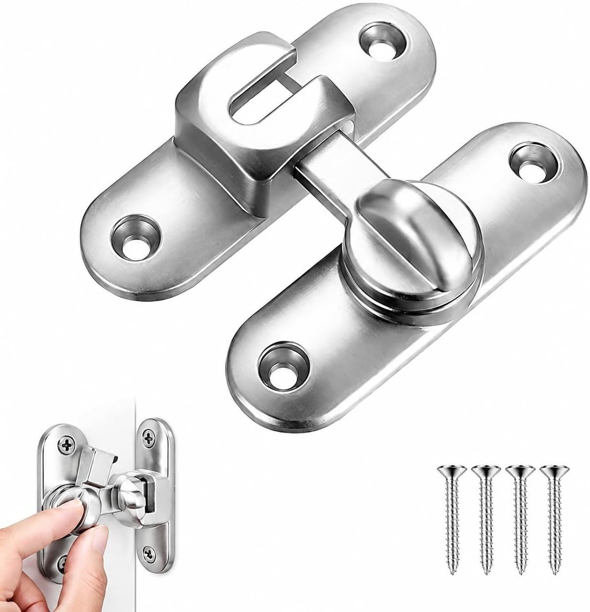 Deurslot schuifdeur 90/180 graden - RVS - zilver - optimale beveiliging voor badkamer of slaapkamer - ShopVlot