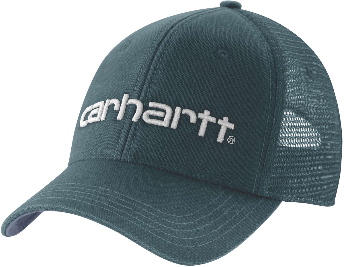 Carhartt Canvas trucker cap met grafisch logo - Dark Harbor Teal