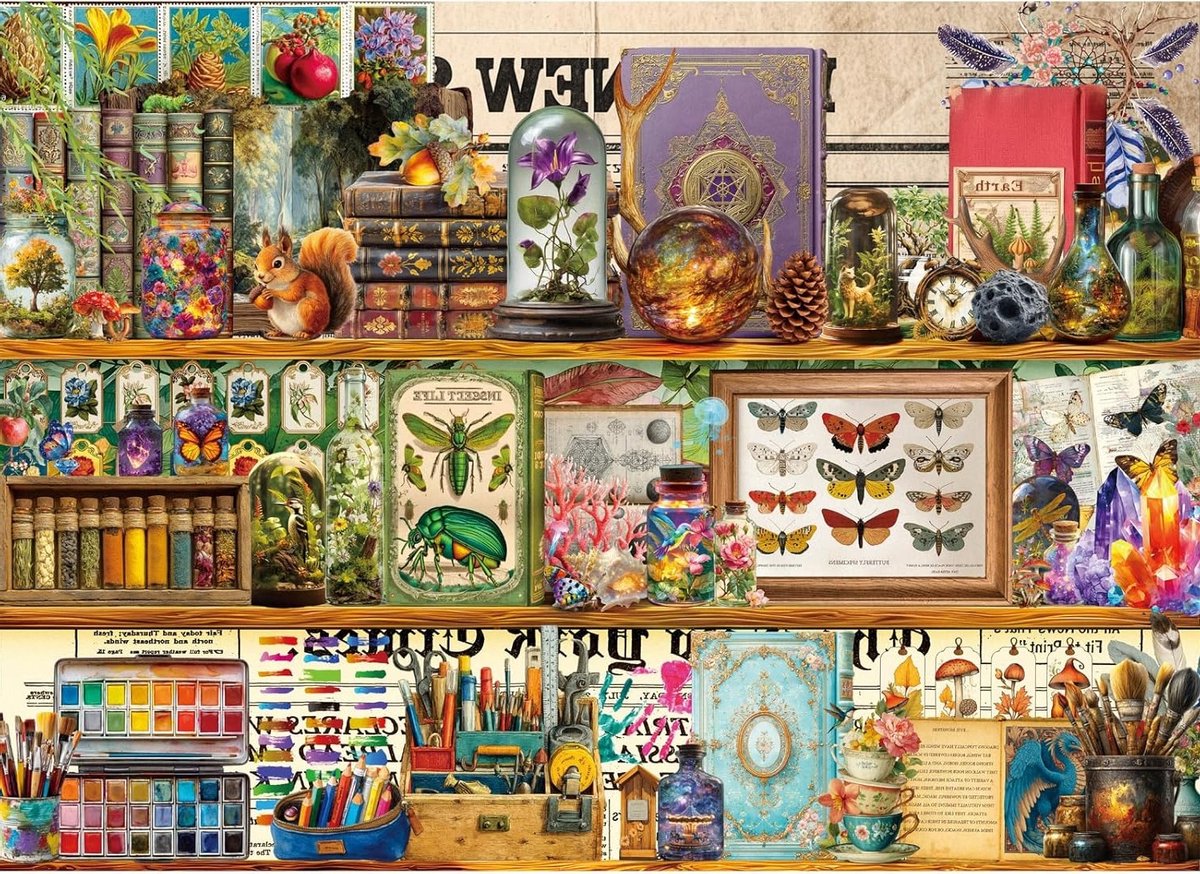 Interactieve 1000 Stukjes Puzzel voor Volwassenen - Gezellig Gezinscadeau met Fantasy Boekenkast Thema