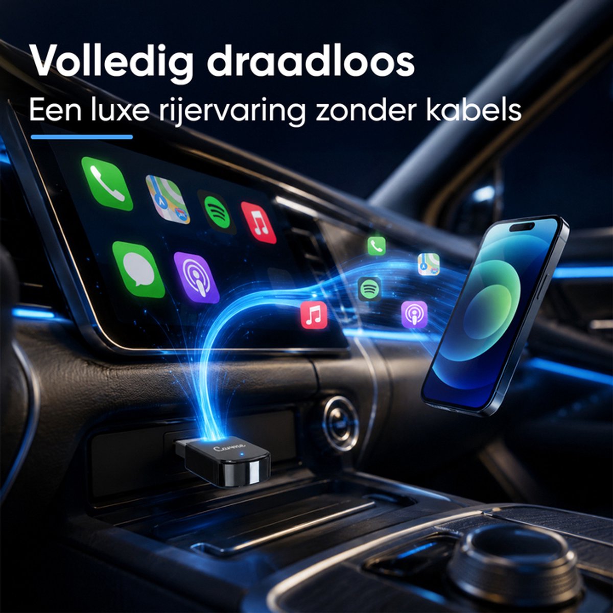 CarMe Mini 2-in-1 CarPlay Dongle V3 - CarPlay Adapter - Draadloos CarPlay & Android Auto - USB-A & USB-C - Android Auto Dongle - Apple Carplay - Zwart — cadeau in Gadgets - foto 6