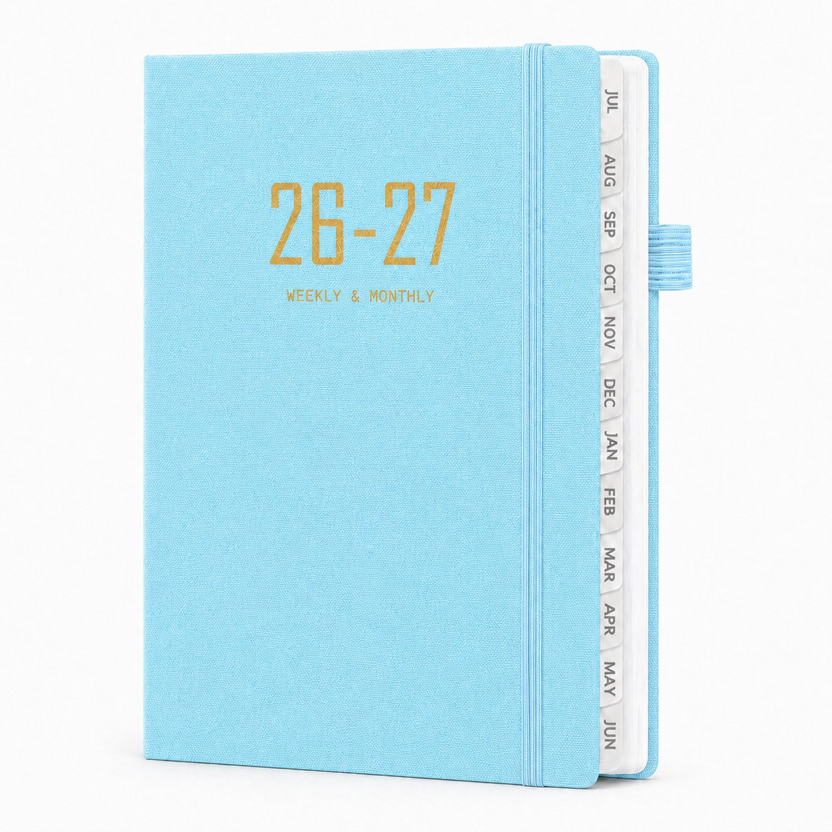 Agenda 2026-2027 - A5 Dagplanner -21*15.5cm - 2026 t/m2027 - Weekplanner met Uurindeling - Inclusief Kleurtabbladen en Penhouder - Hardcover Organizer voor Werk en Studie-Blauw