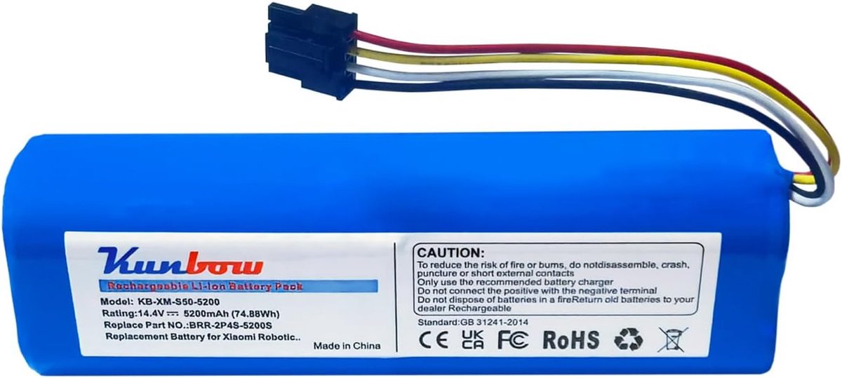 SnelShoppen - 5200mAh Vervangende Batterij voor Robotstofzuiger, Lithium-ion, 14.4V, Geschikt voor S5, S6, S7, S50, S51, S60, S65, S70, S75, Hoog Capa