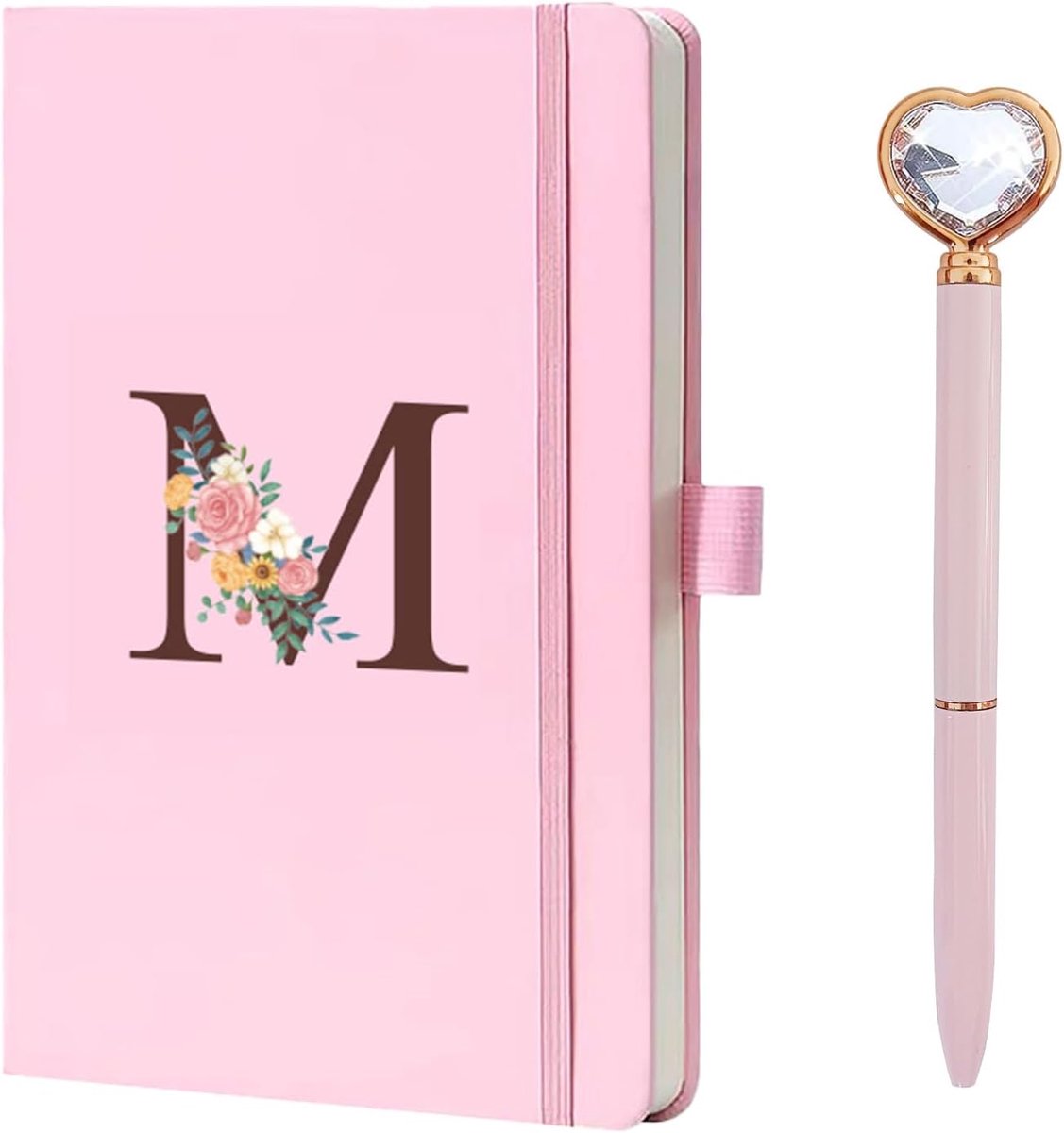 SnelShoppen - Persoonlijk A5 Notitieboek met Initialen - Leerlook - Roze - 200 Vellen - Perfect voor Meisjes, Volwassenen, Leraren en Verjaardagscadea