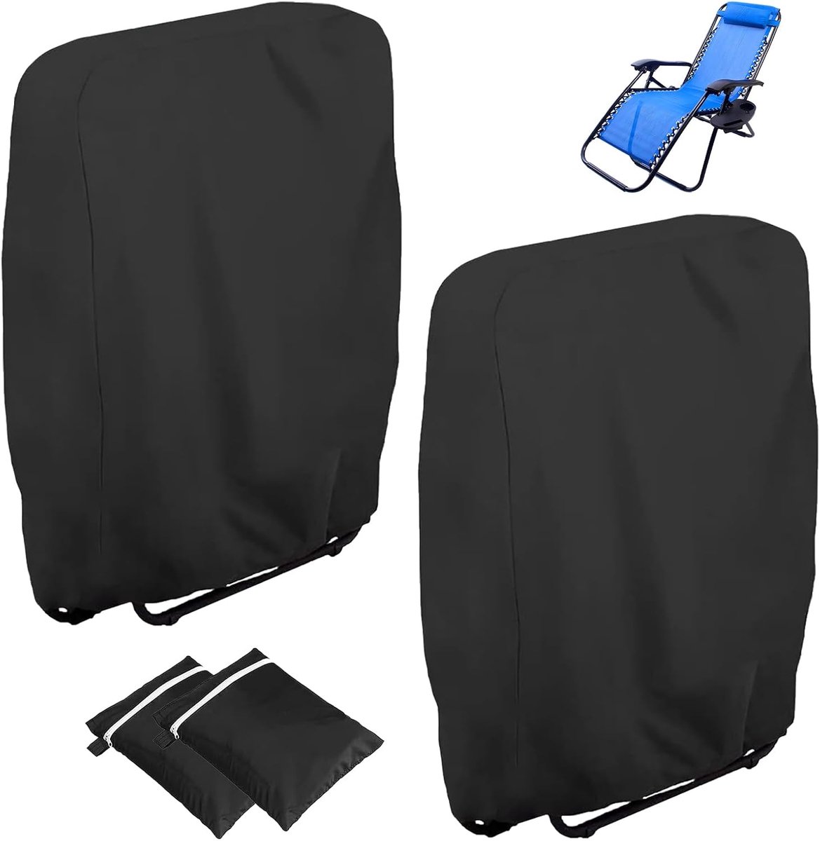SnelShoppen - Vouwstoel Beschermhoes 2 Stuks, Tuinstoel Cover, Oxford Stof, Windproof, UV-Bescherming, Stofdicht voor Tuinmeubilair, Zonnebed, Vouwsto