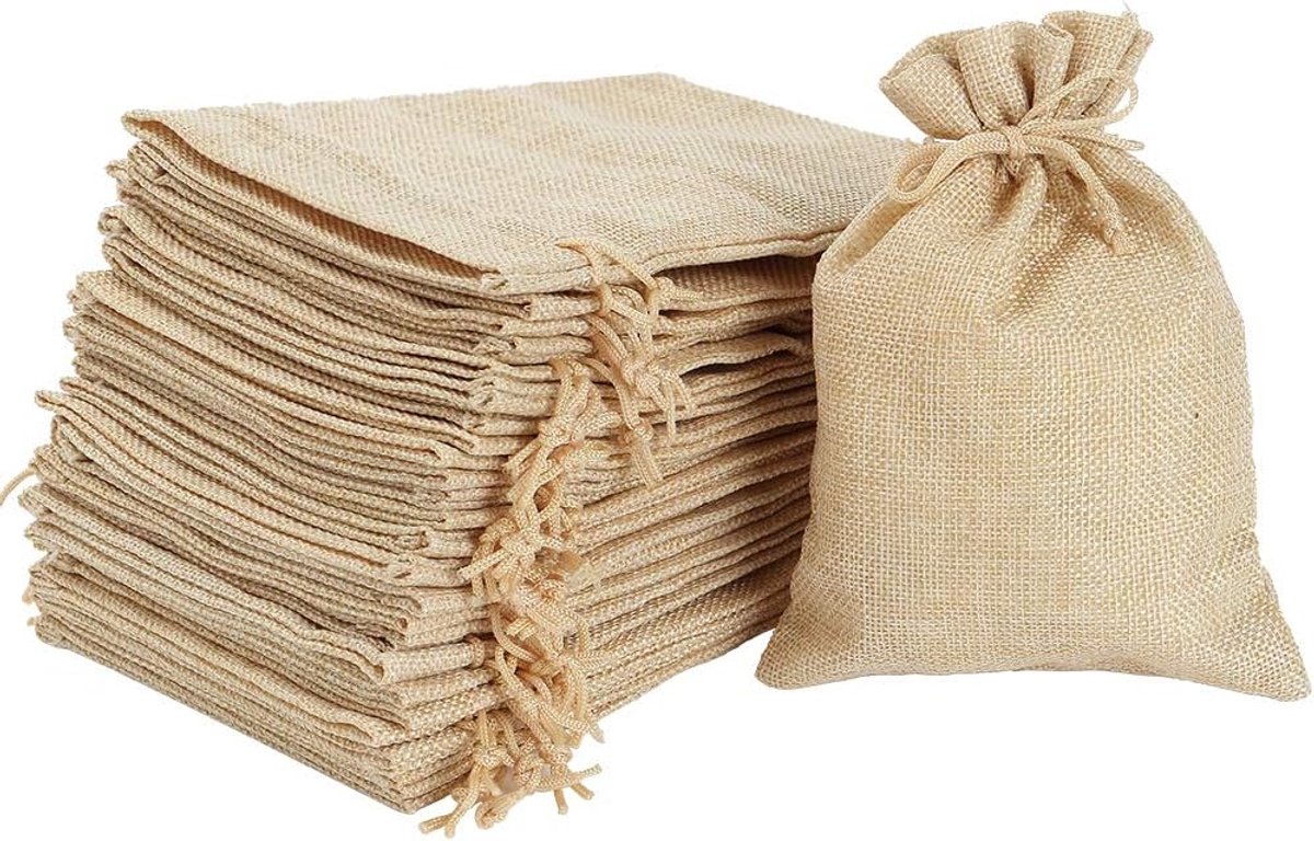 Thijox - Jute Zakjes 24 Stuks, Kleine Zakjes 7x9 cm, Linnen Cadeauzakjes voor Geschenken, Feesten, Kunsthandwerk en Sieraden