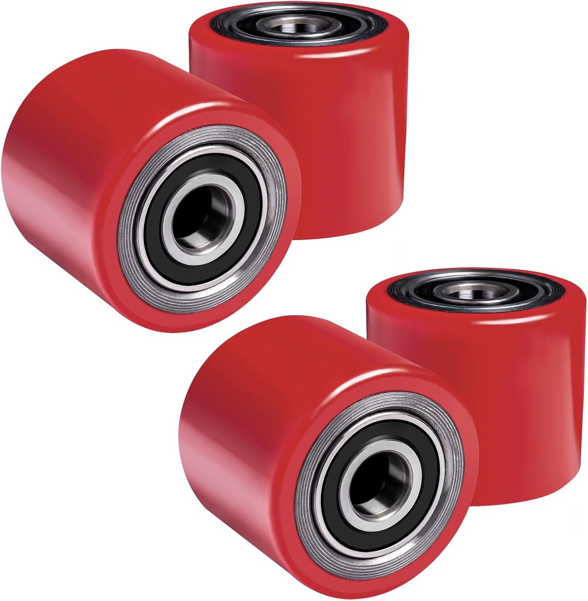SnelShoppen - Set van 4 Polyurethaan Heftruck Wielen 80 x 60 mm As 20 mm incl. Kogellagers Vervangingswielen voor Lifter Max Belastbaarheid 550 kg