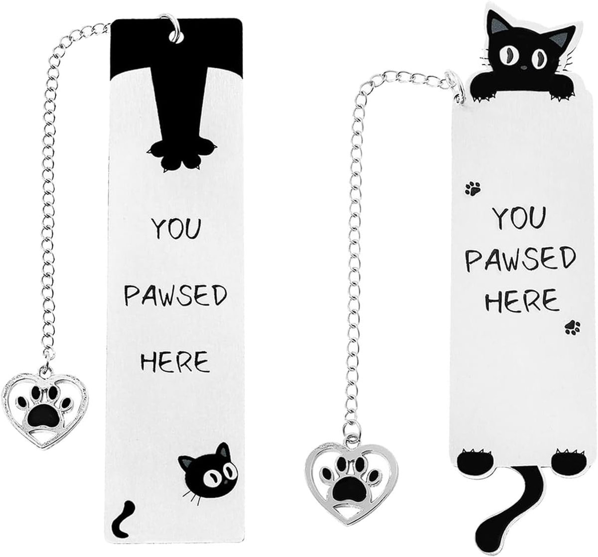 SnelShoppen - Zwarte Kat Magnetische Bladwijzer Set van 2 - Roestvrij Staal, Schattige en Grappige Boekenleggers voor Kattenthema, Ideaal Leescadeau v