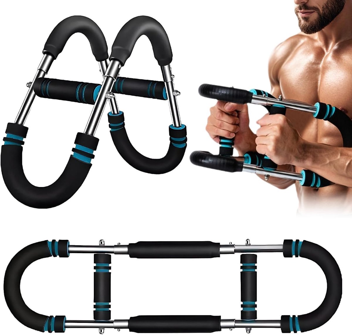 SnelShoppen - Shaker Twister U-Shaped Arm Trainer - Verstelbare Borst Expander - Fitness Apparaat voor Mannen - 27/40/50 kg - Thuis Fitness - Spiertra