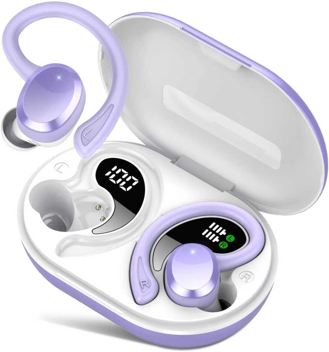 SnelShoppen - Draadloze Bluetooth Hoofdtelefoon In-Ear met Oorbeugel - HiFi Stereo Geluid - 68 Uur Batterij - 4 ENC Noise Cancelling Microfoons - IPX7