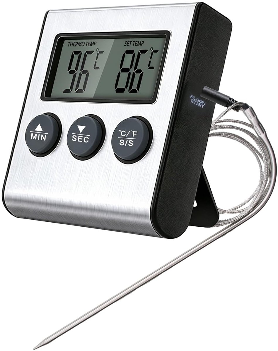 SnelShoppen - Grote LCD digitale kookvoedselvleesthermometer voor rookoven, keuken en BBQ - Instant Read Thermometer - Precisie, gebruiksvriendelijk,