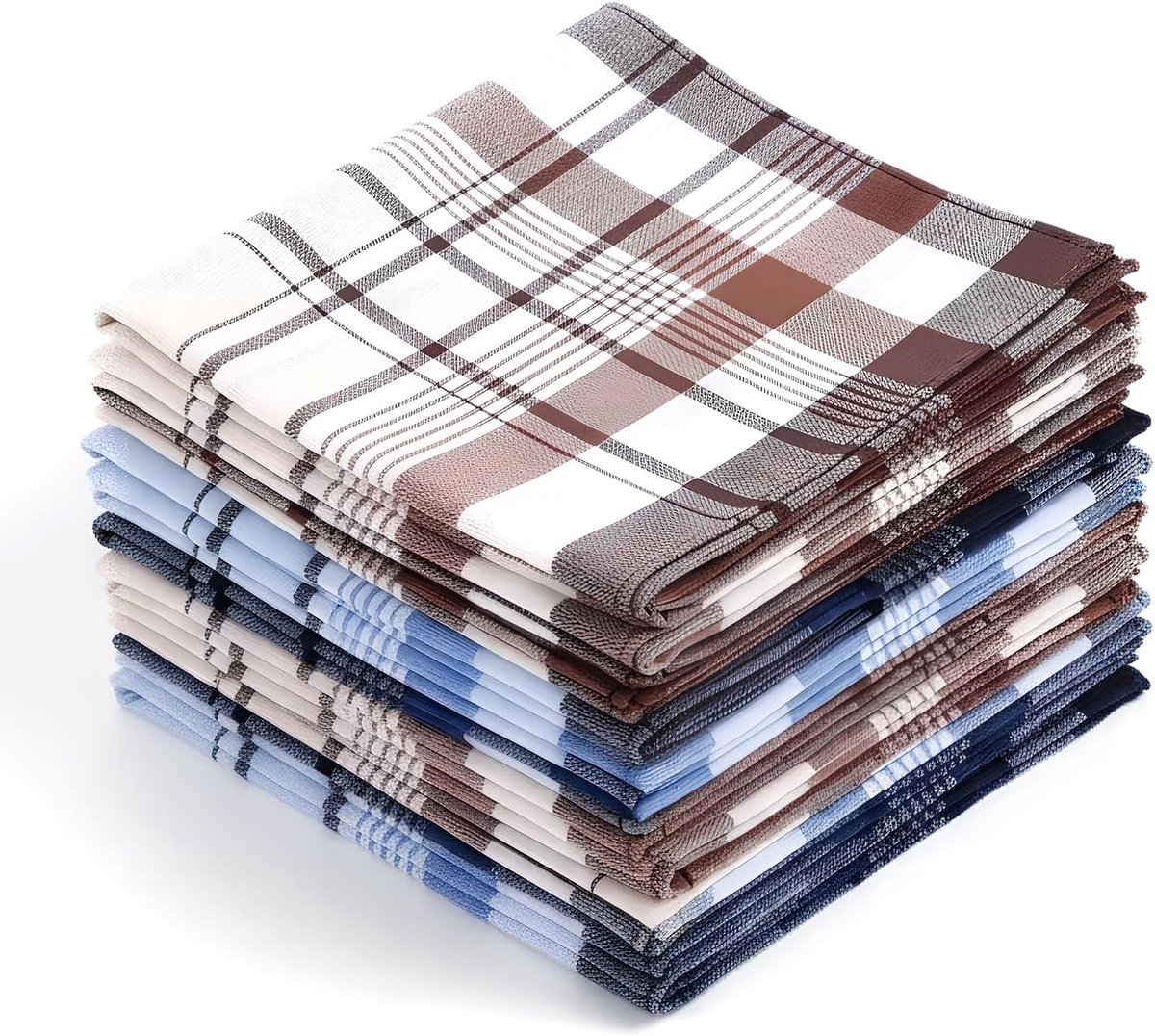SnelShoppen - Pack van 12 Herbruikbare Katoenen Zakdoeken 40 x 40 cm, Absorberende Hand- en Gezichtdoeken, 3 Designpatronen, Ideaal voor Dagelijks en