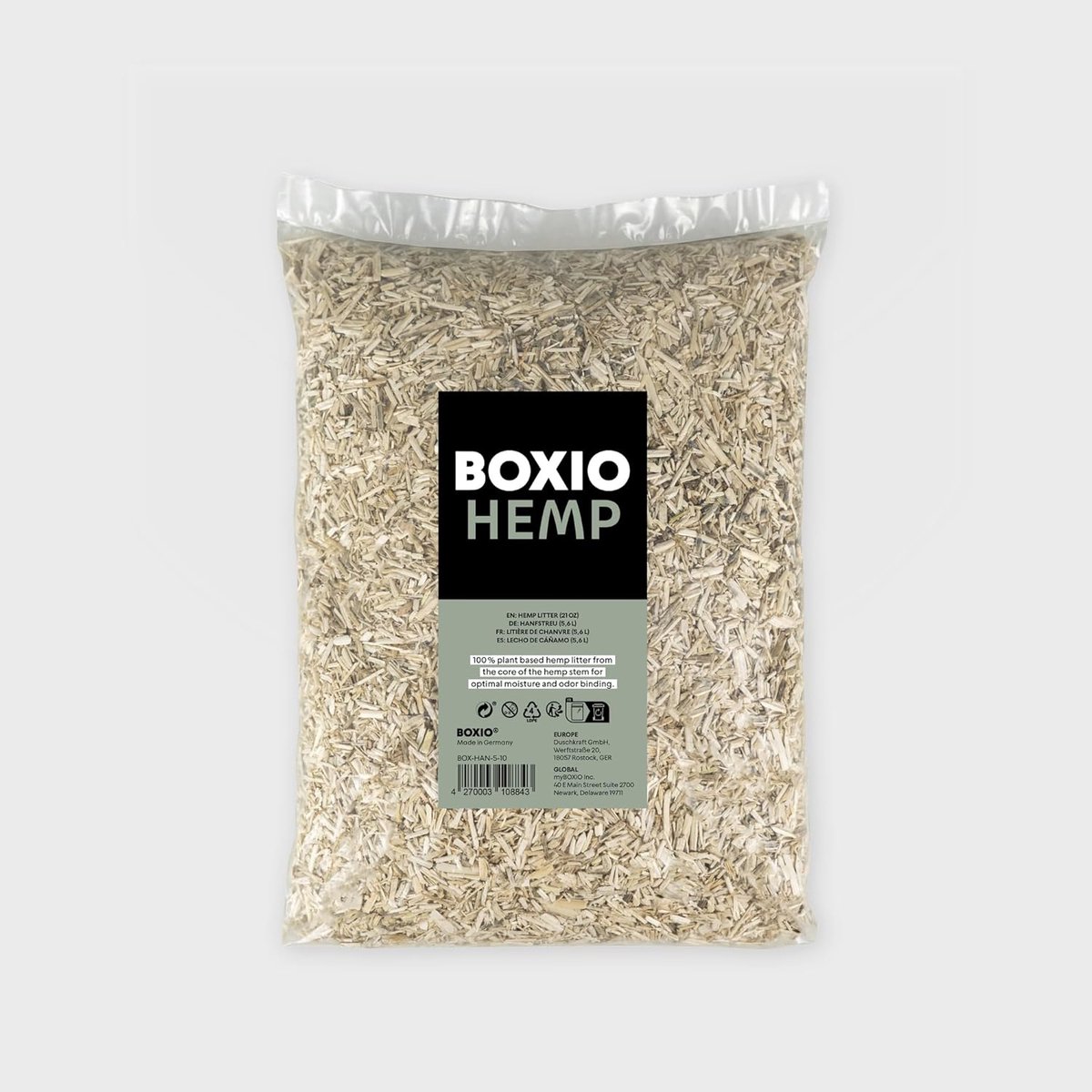 SnelShoppen - 5.6L Hennep Odour Neutraliser en Vervangende Bodembedekking voor Campingtoilet, Scheidingstoilet en Composttoilet - Ideaal voor Dieren,
