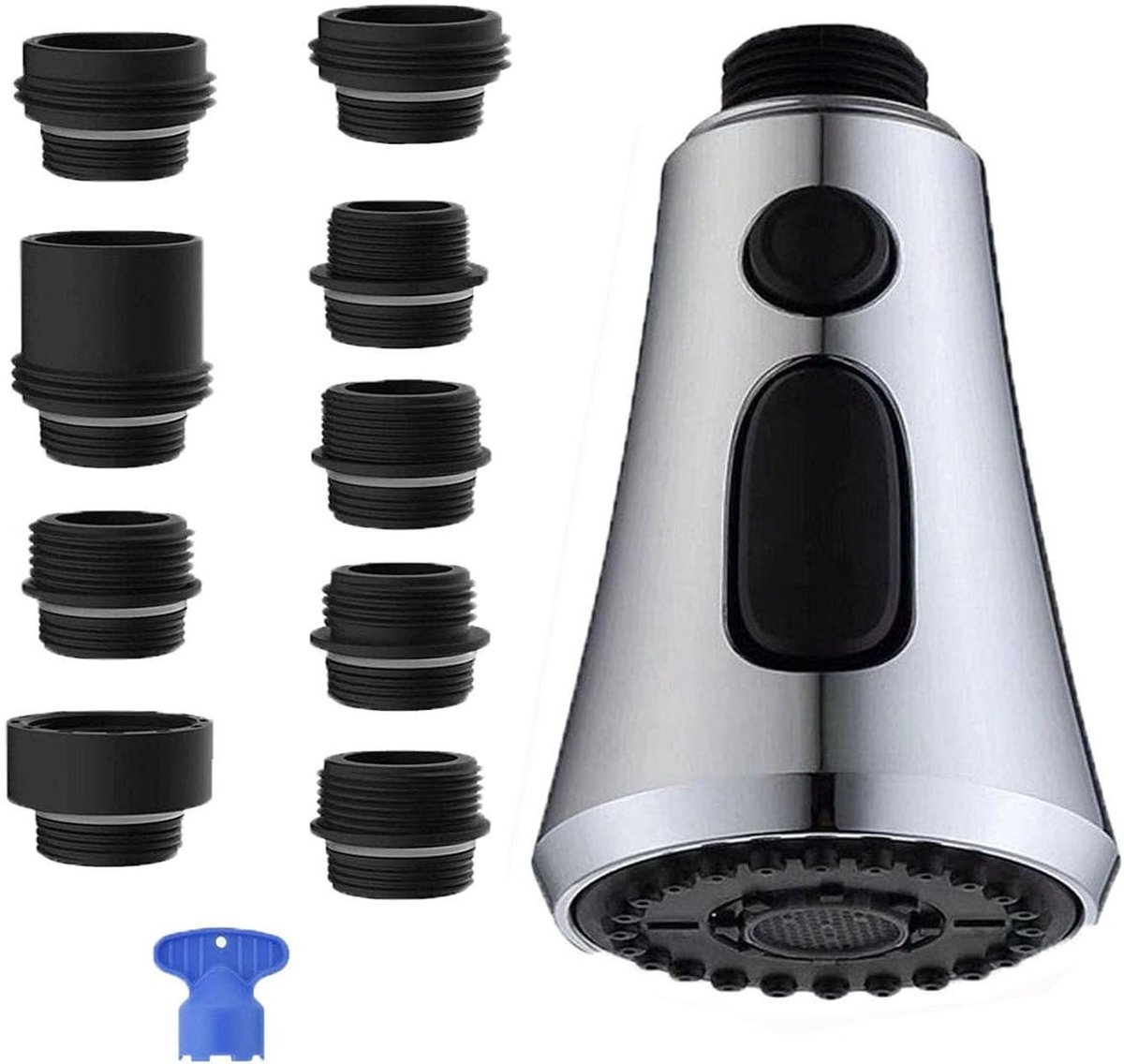 Uittrekbare Douchekop - Kraan Mondstuk - Keuken Reinigen - Drie Werkmodi - G 1/2 Inch - Zilver