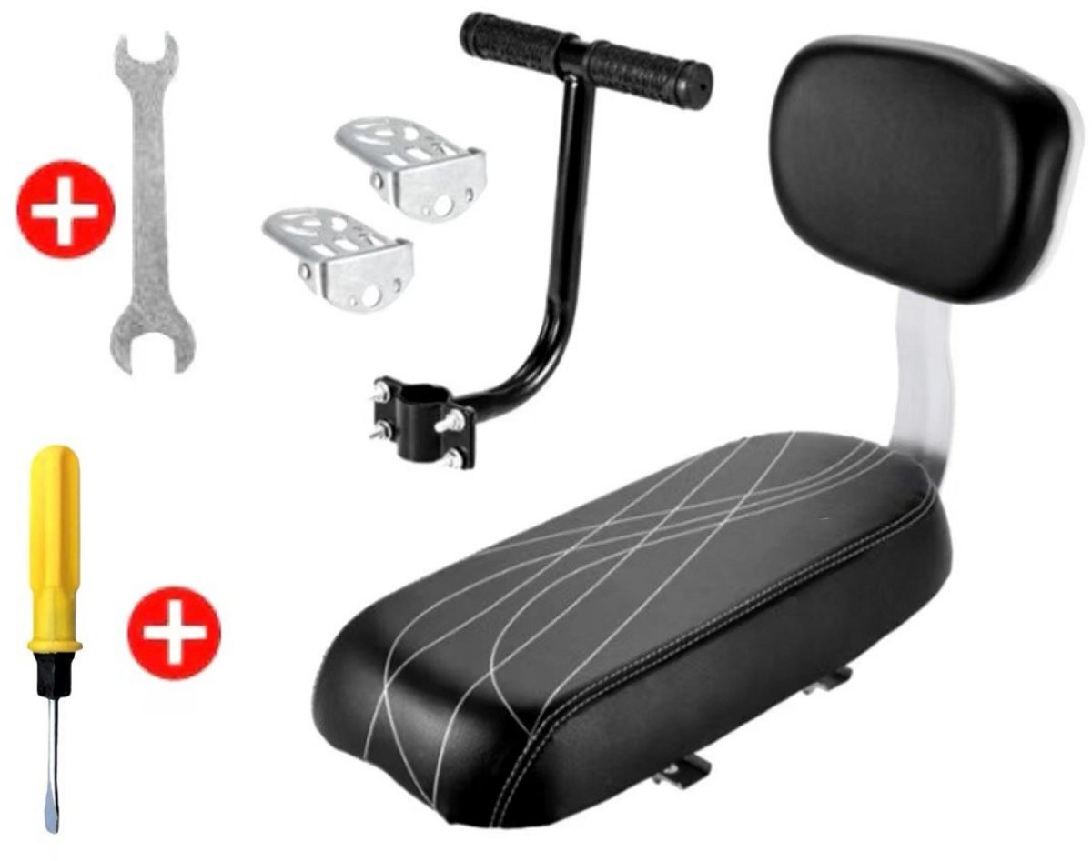 EXCITAT Kinderzitje voor op de fiets - Rugleuning - Zachte schuimrugleuning - Fietsaccessoire - Gevoerde zitting en zachte rugleuning - Comfortabel voor kinderen of volwassenen - Inclusief sleutel
