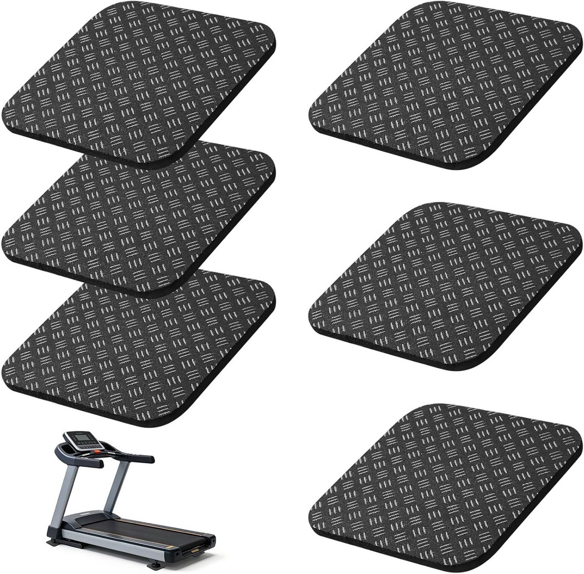 Anti-vibratie pads voor fitnessapparatuur, 10x10x0.5cm, geluiddempende mat voor loopbanden, rubberen onderlegger voor stabiliteit en bescherming van vloeren