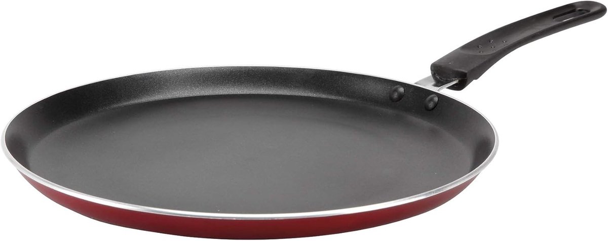 SnelShoppen - Crepe Maker Inductie 28cm Rood - Pannenkoekenpan voor Gas, Elektrisch, Inductie & Keramisch - Geschikt voor Feestjes, Keuken & Camping