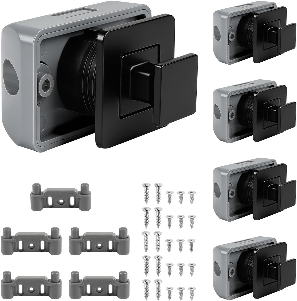 SnelShoppen - Pack van 5 Camping Lade Sluitingen Vierkante Zip Metaal Drukknop Kastslot Sleutelloze Druksluiting voor Caravan, Boot, Jacht, Deur, Kled