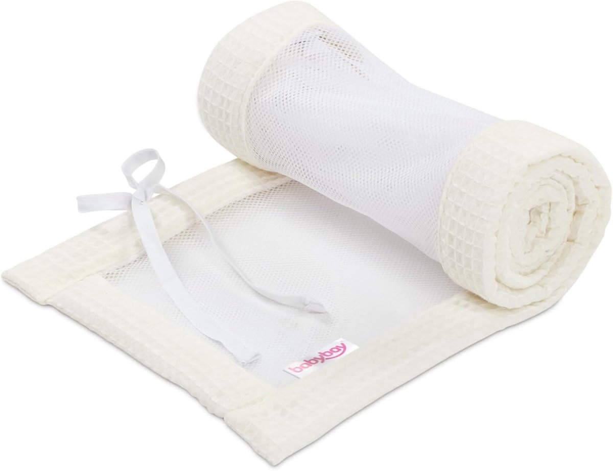 SnelShoppen - Babybay Litter Mesh Waffle Pique Geschikt voor Original Model - Ademend, Beschermend, Zacht Katoen - Ivory Kleur - Ideaal voor Babybedje