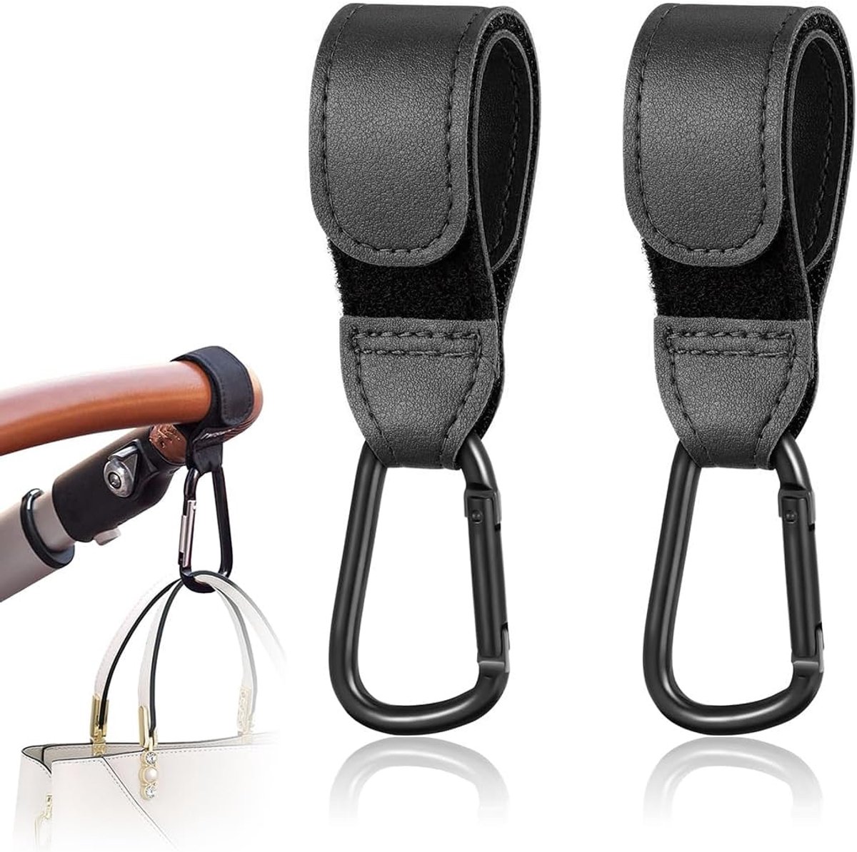 SnelShoppen - 2 Pcs Stroller Clips, Pram Hooks, Pushchair Bag Holder, Stroller Bag Clip, Backpack Hook, Lichtgewicht & Duurzaam voor Shopping en Wande