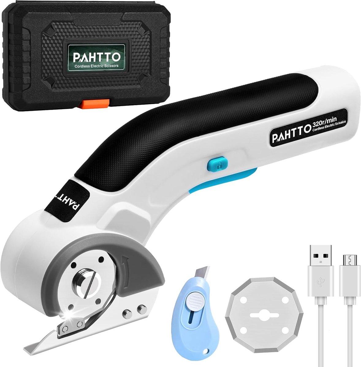 SnelShoppen - Draadloze Elektrische Schaar 4V 320 rpm - Universele Snijder voor Karton, Textiel, Leren, Vilt, Papier, Tapijt - Inclusief 2 Zelfslijpen