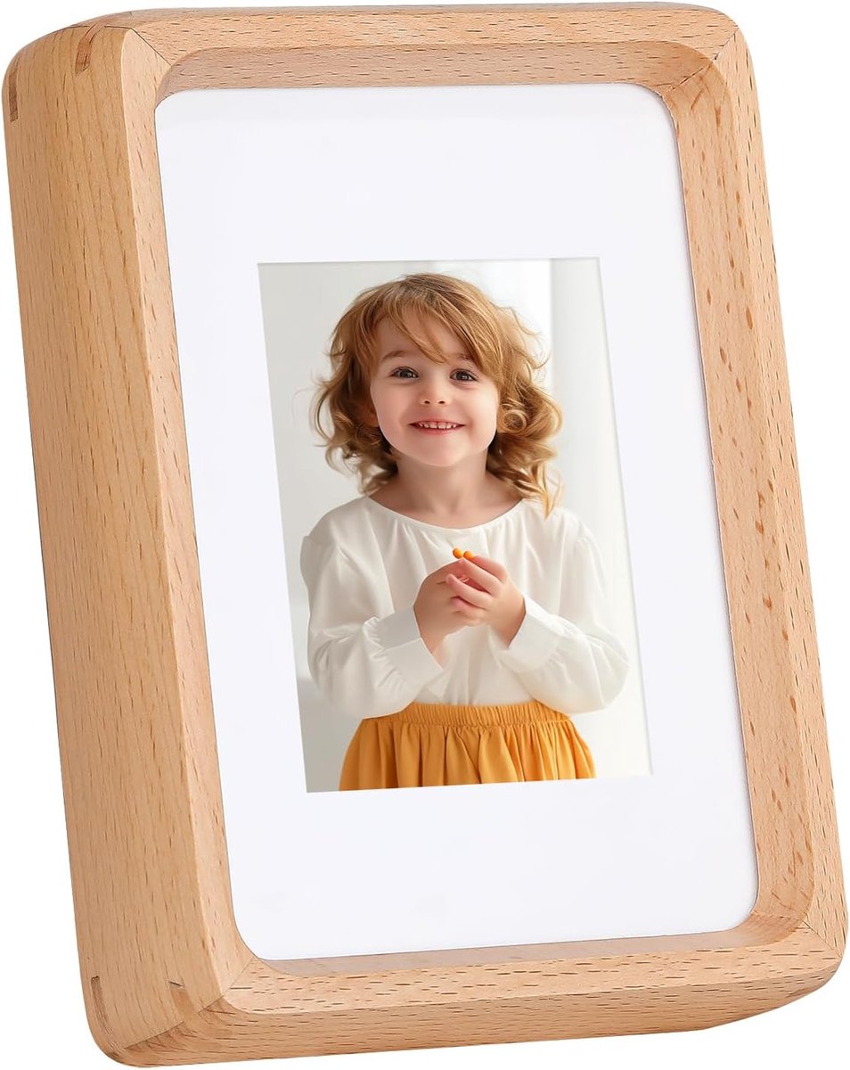 Houten Fotolijst - Lijst voor foto's - Foto's presenteren - Dubbel formaat ontwerp - 9 x 13 cm - Houtkleur