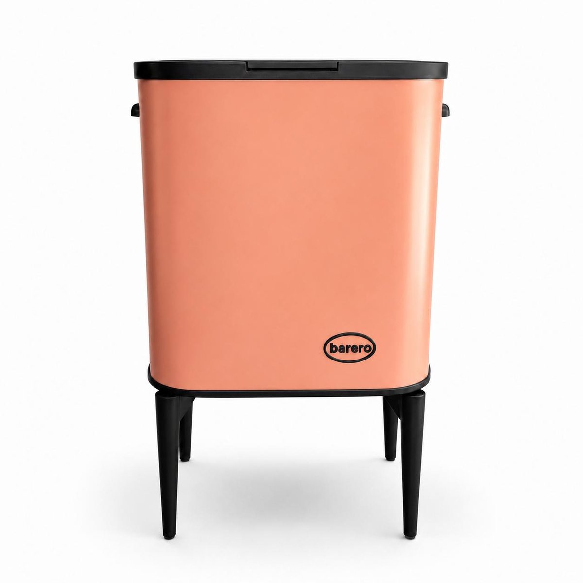 Barero Prullenbak 35 Liter – Vrijstaande Afvalbak op Hoge Poten – Met Drukdeksel – Terracotta/Zwart