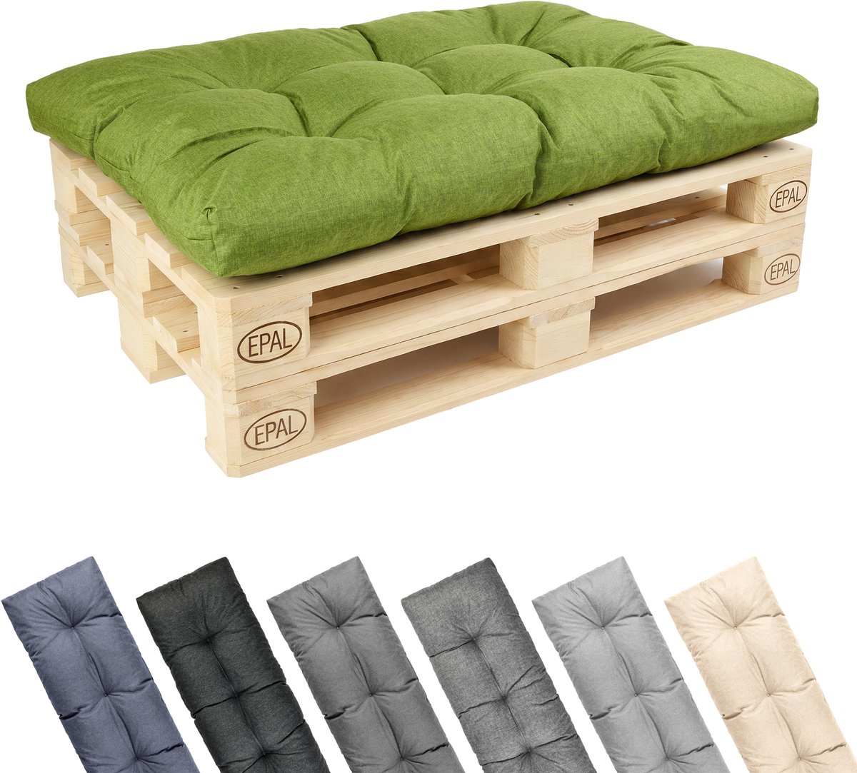 Garronda Palletkussen 120x80 cm 12 cm Waterafstotend UV- en Waterbestendig voor Palletbank GD-0252 Groen
