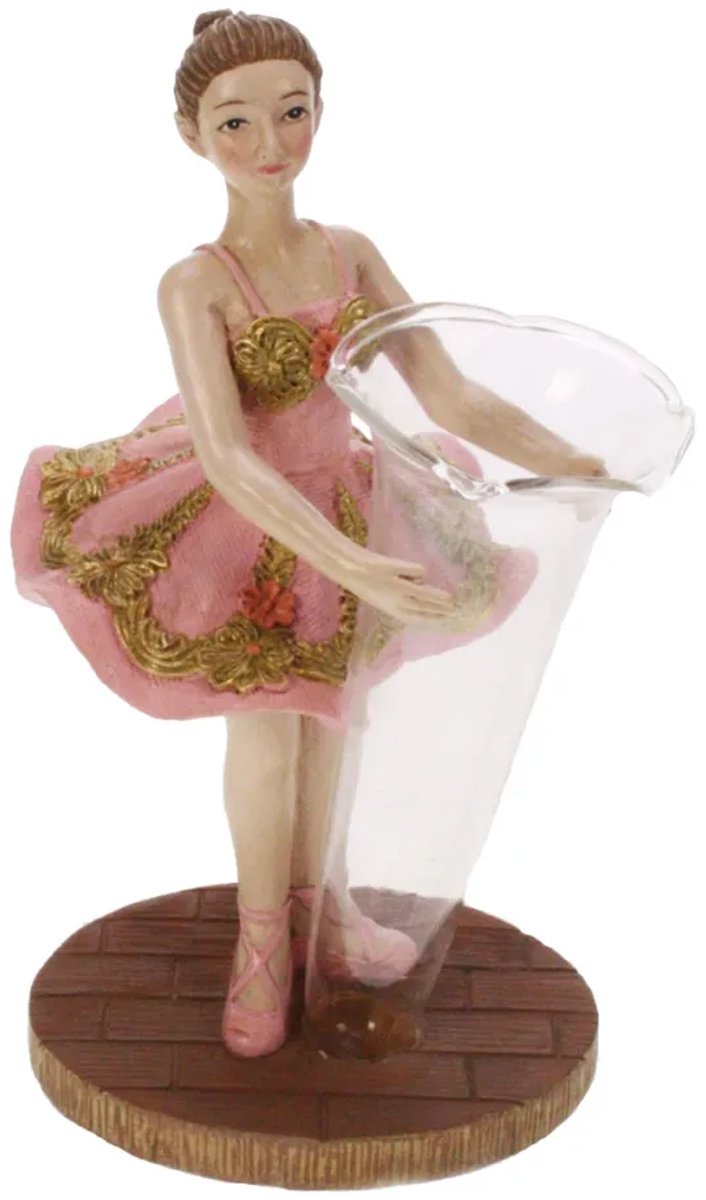 Vaasje Ballerina roze/ goudkleur 10x8x16cm
