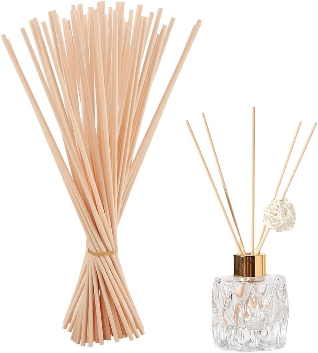 SnelShoppen - 30 Stuks Riet Diffuser Sticks - Rattan Vezel Geur Sticks voor Thuis, Kantoor, Hotel & Spa - 30cm x 4mm - Natuurlijke Houtkleur