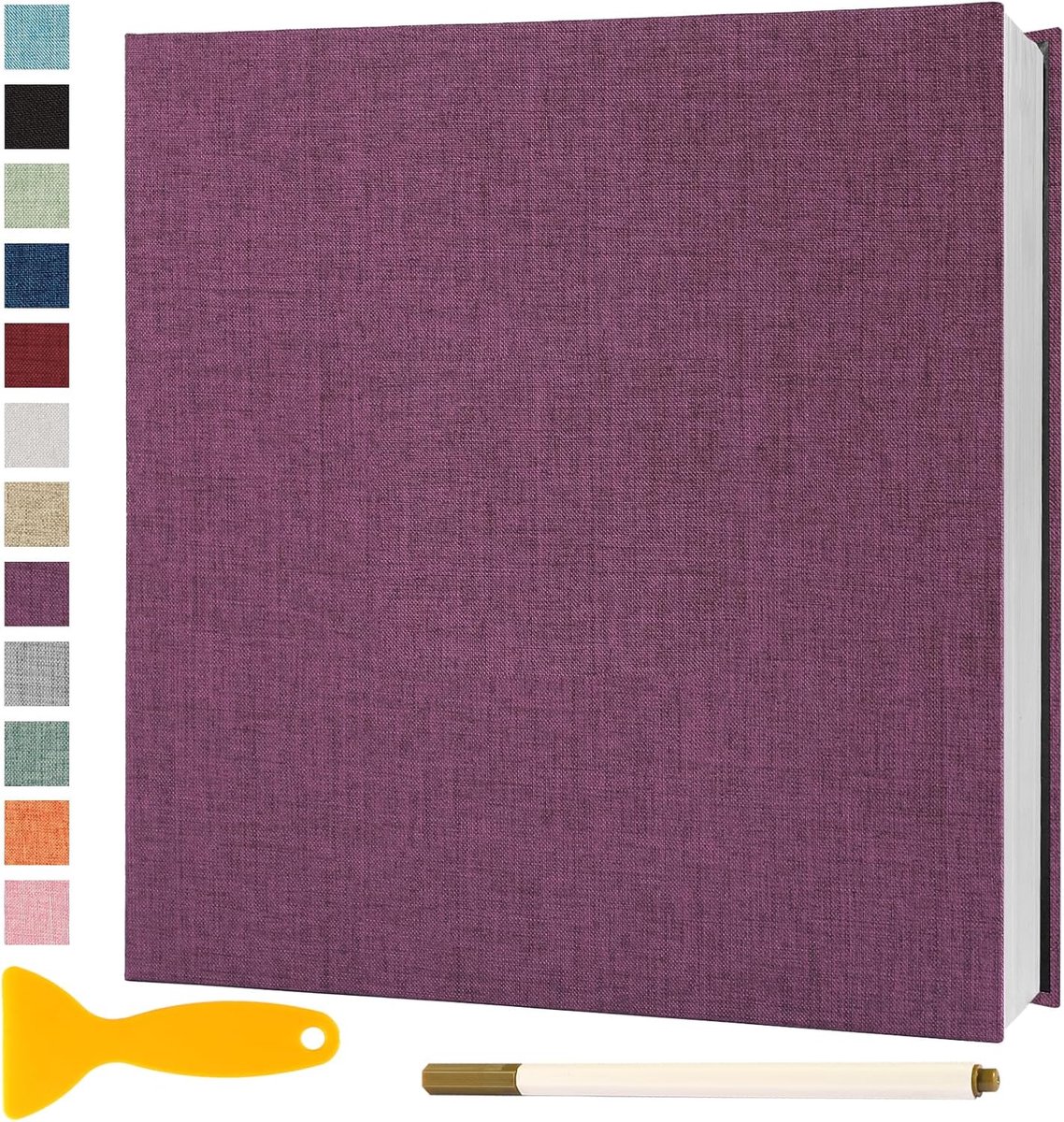 SnelShoppen - Photo Album Zelfklevend 28x27 cm, 60 Bladen Paars | Groot Scrapbook Baby Gastenboek, Acid Free en PVC Vrij