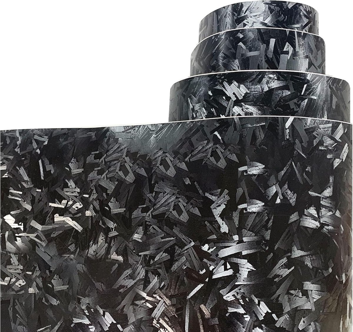 SnelShoppen - Forged Carbon Film voor Auto en Motor - 150x30cm Zwarte Vinyl Wrap - Shiny Carbon Film met Luchtuitlaat Technologie - Waterdicht en Flex