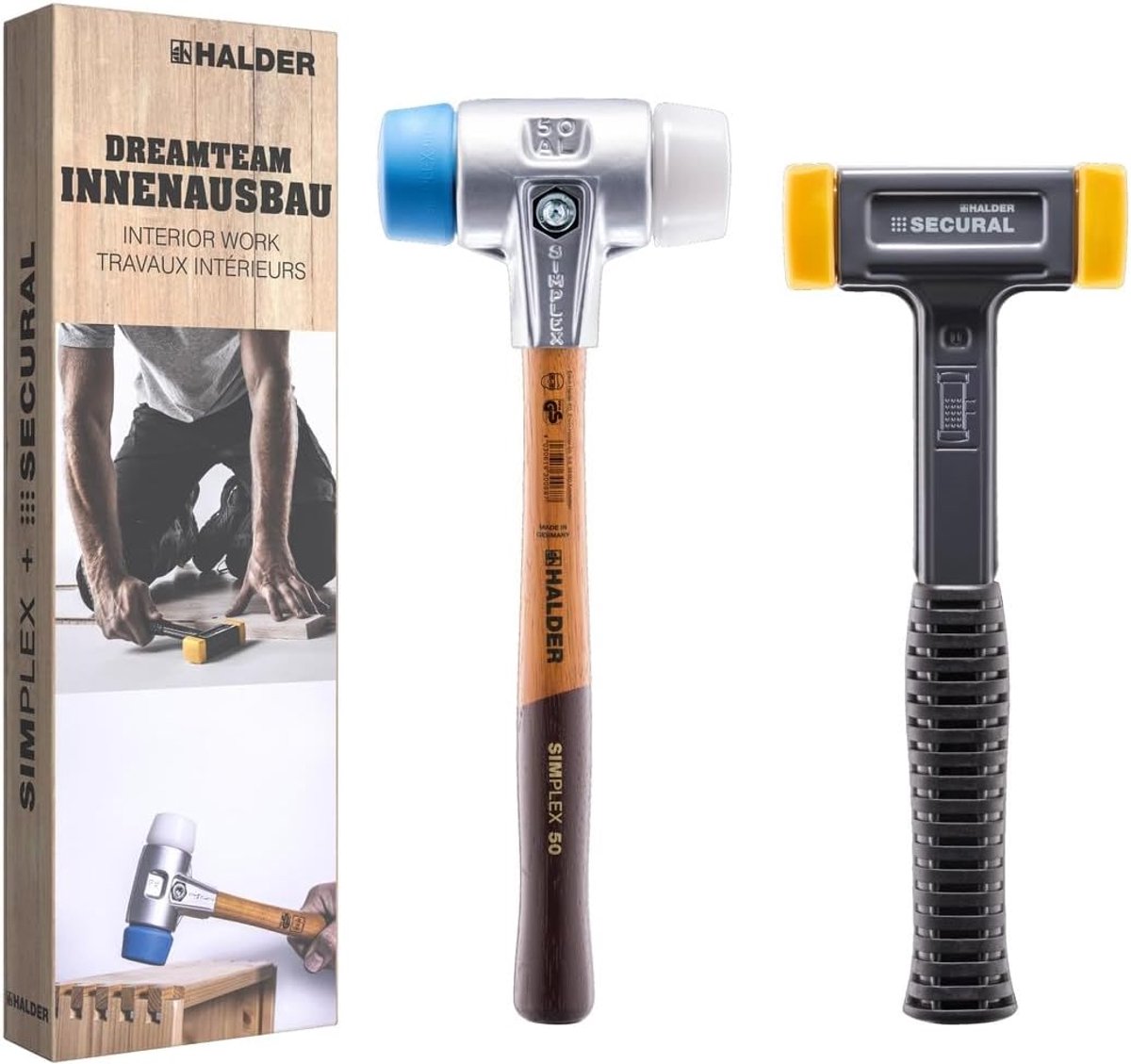 SnelShoppen - Halder Action Package 'Dreamteam Interior' 2021 - 2 Hammers 40mm - TPE Soft & Superplastic - Lichtgewicht Aluminium - Perfect voor Inter