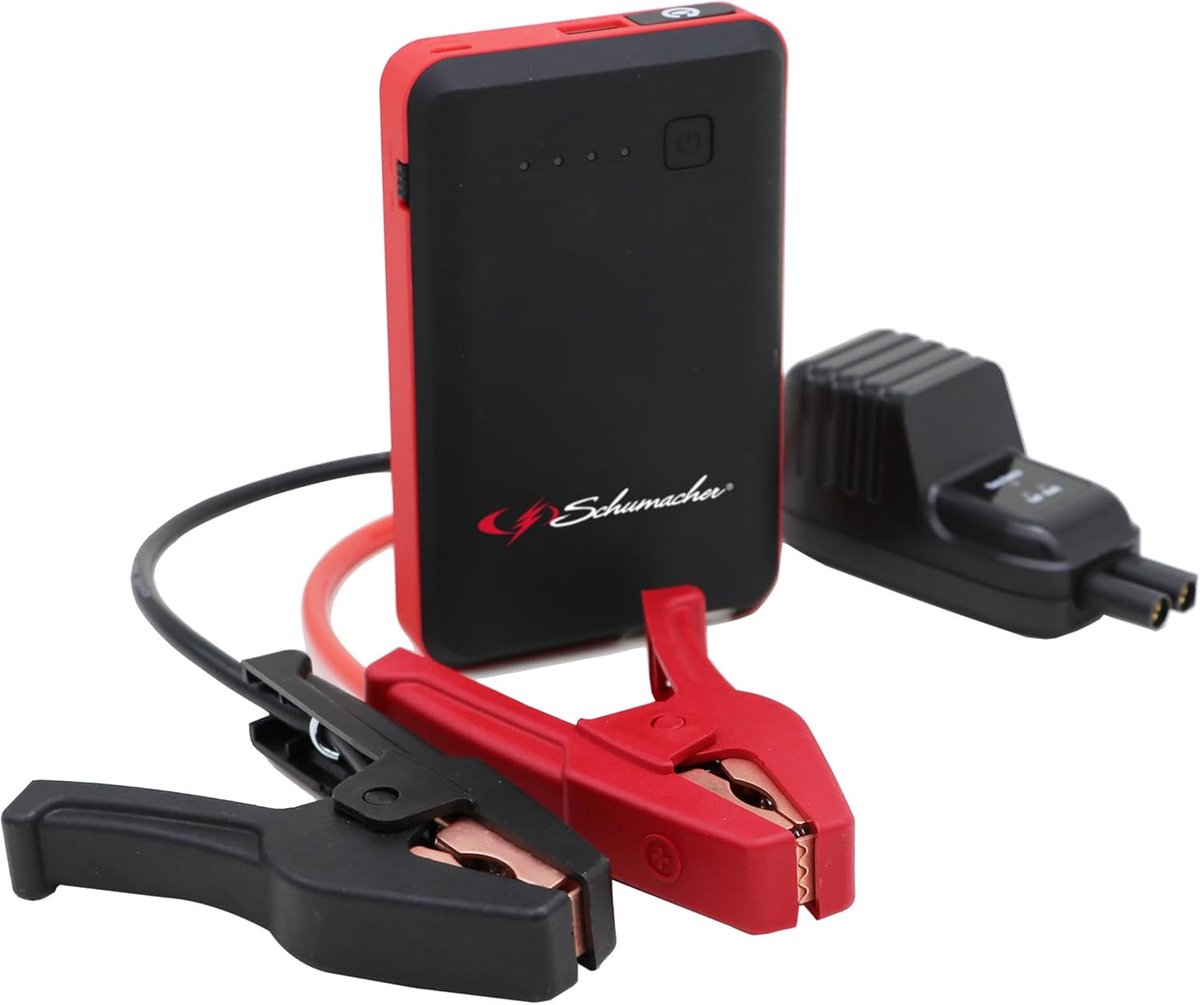 SnelShoppen - Lithium Auto Booster 600A 12V - Krachtige Powerbank met Krokodillenklemmen voor Lege Accu's - Geschikt voor Benzine 4L / Diesel 2L - Sne