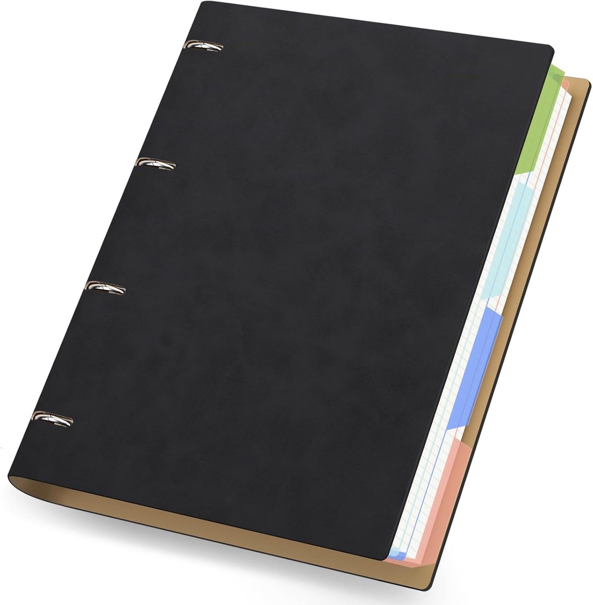 SnelShoppen - A4 Vierkant Notitieboek - 21.5x28 cm Oplaadbaar Notitieboek van PU Leer - 150 Vel 100GSM Ruitpapier - Losse Bladen Notitieboek - Zwart R