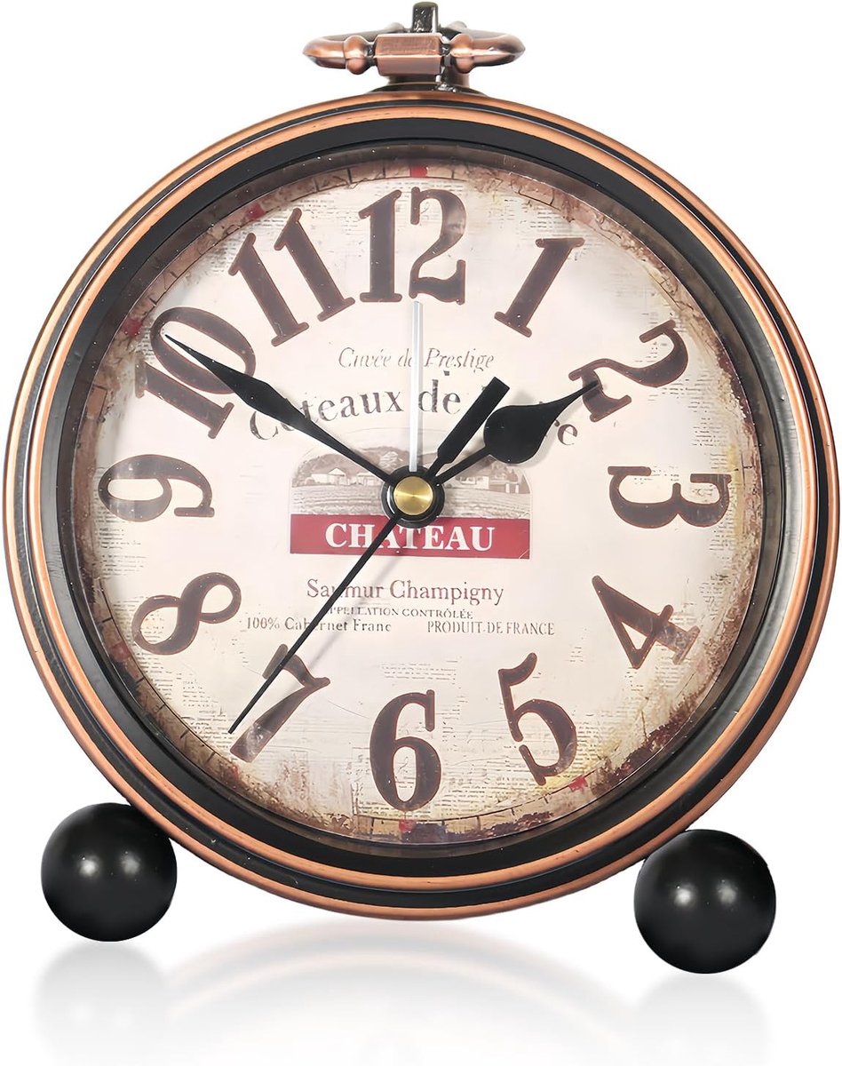 SnelShoppen - Retro Alarm Clock Analogue Zonder Tappen Geluidloos - Vintage Tafelklok Kleine Bedside Klok Batterij Aangedreven voor Slaapkamer Woonkam