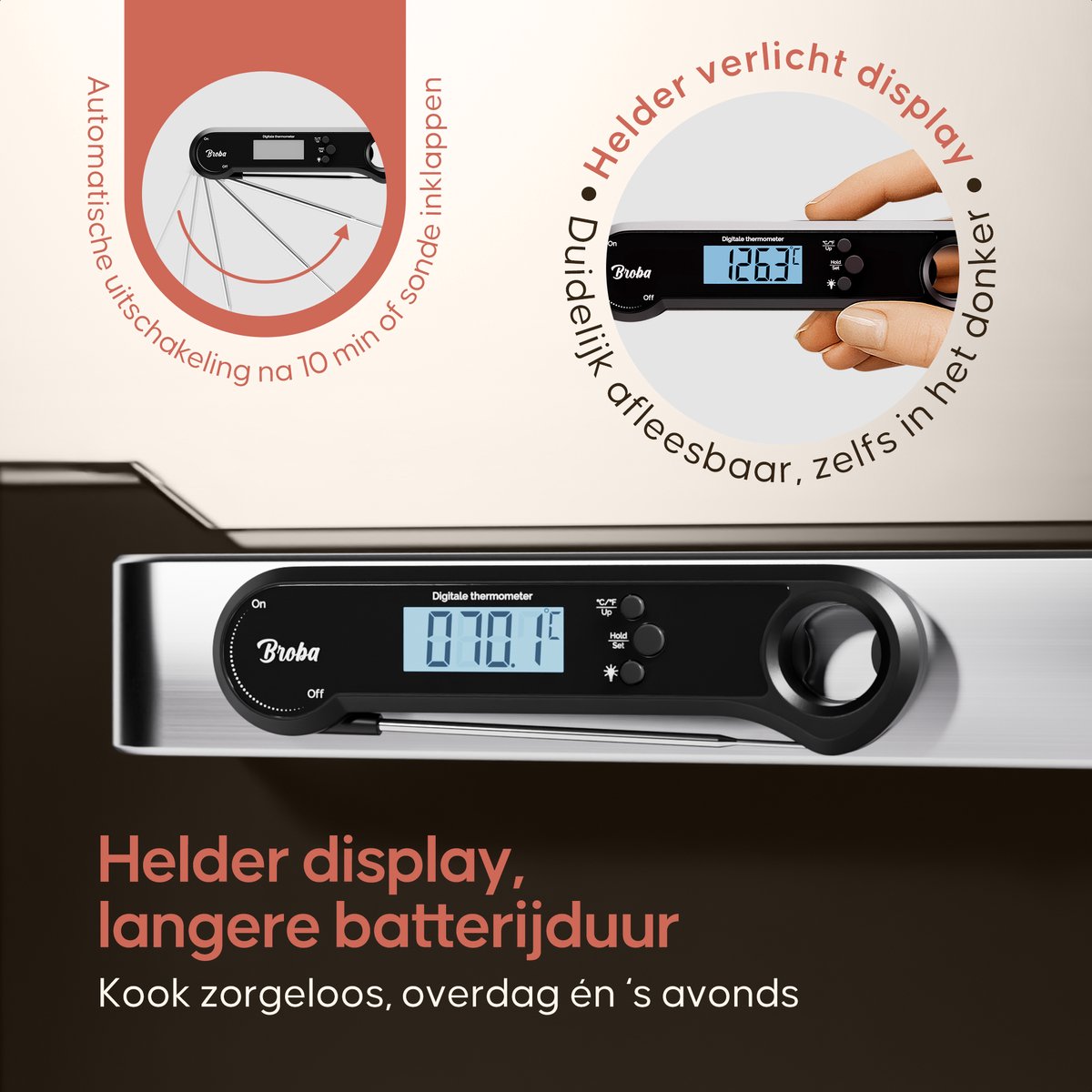 Vleesthermometer BBQ Thermometer - Oventhermometer Keukenthermometer Kookthermometer - Kerntemperatuurmeter Voedselthermometer Kernthermometer - Suikerthermometer Kook Thermometer Vlees Oven Keuken - Temperatuurmeter Digitaal - Barbecue Accessoires — cadeau in Sieraden - foto 3