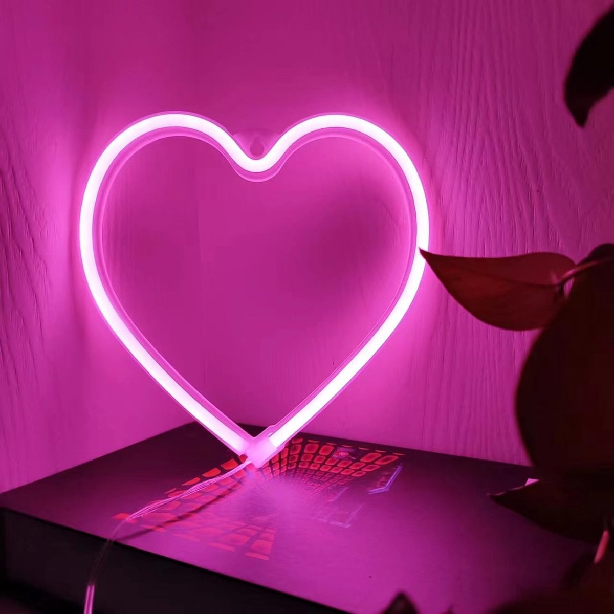 SnelShoppen - Led Neon Heart Sign - Roze Hart Neon Licht voor Meisjeskamer - USB of Batterij Aangedreven Hart Lamp - Perfect voor Bruiloft, Valentijns