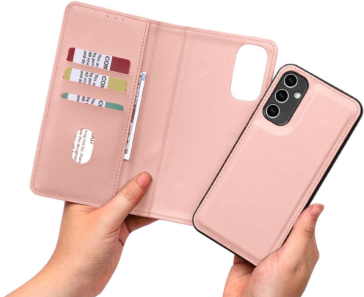 CaseMania Bookcase hoesje geschikt voor Samsung Galaxy A54 - Effen Roze - Kunstleer - 2-in-1 Magnetisch Uitneembaar Design