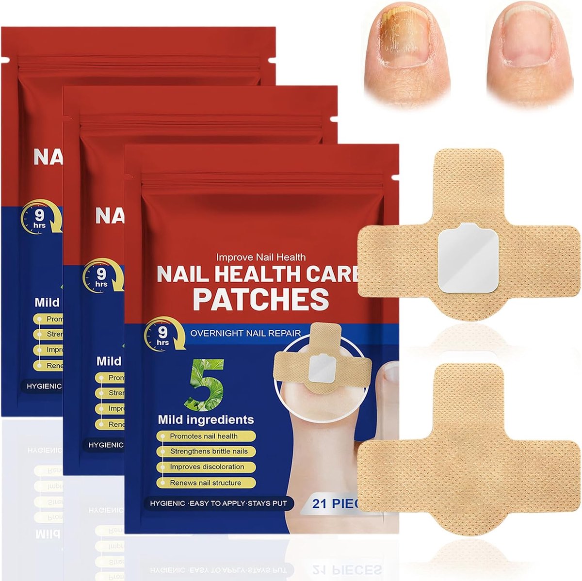 SnelShoppen - Pack van 63 Nagelpads, Teennagelpads, Grote Teennagelpads voor Nagelverzorging, Herstel van Breekbare Nagels, Verbeterd Uiterlijk, Maakt