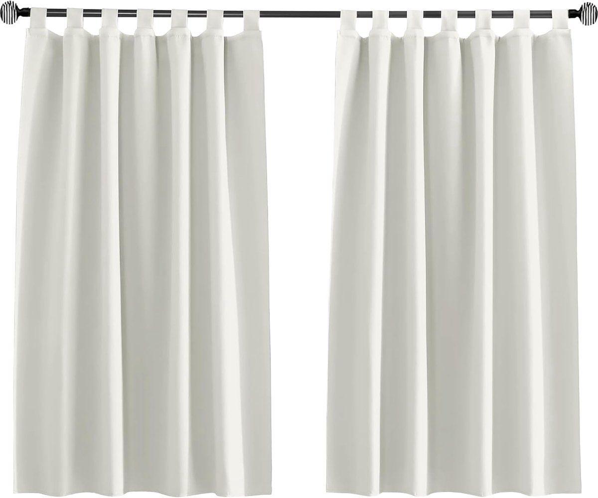 SnelShoppen - Zwarte Short Blackout Gordijn voor Keuken en Slaapkamer - Opaque Raamdecoratie met Lussen - 100 x 150 cm - Crème
